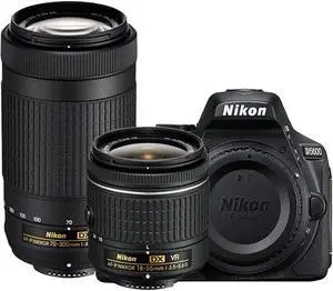Nikon D5600 24.2MP DX-Format DSLR Digital Camera Dual Zoom Lens Kit - (Renewed)