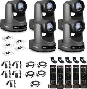 5 x PTZOptics Move 4K PTZ Camera with 20x Zoom (Gray) (PT20X-4K-GY-G3) + 5 x Wall Mount