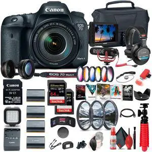 Canon EOS 7D Mark II DSLR Camera W/ 18-135mm f/3.5-5.6 IS USM Lens & W-E1 Advanced Bundle