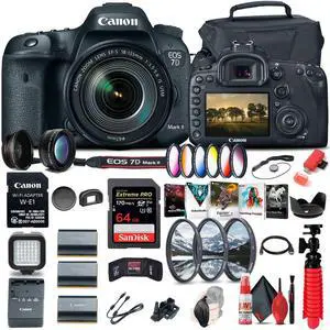 Canon EOS 7D Mark II DSLR Camera W/ 18-135mm f/3.5-5.6 IS USM Lens & W-E1 Pro Bundle
