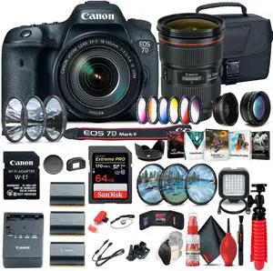 Canon EOS 7D Mark II DSLR Camera W/ 18-135mm f/3.5-5.6 IS USM Lens & W-E1 Deluxe Bundle