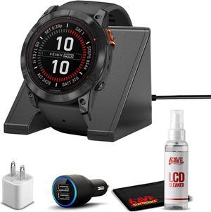 Garmin fenix 7X Pro Solar, Glass, Slate Gray Steel, Black with Accessories