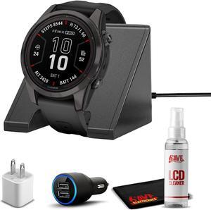 Garmin fenix 7S Pro Solar, Sapphire, Carbon Gray Titanium Black with Accessories