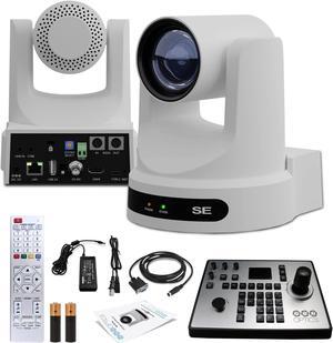 PTZOptics Move SE PTZ Camera with 30x Optical Zoom (White) (PT30X-SE-WH-G3) + PTZOptics PT-JOY-G4 Controller