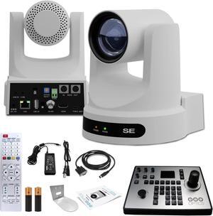 PTZOptics Move SE PTZ Camera with 20x Optical Zoom (PT20X-SE-WH-G3) + PT-JOY-G4 Controller + Wall Mount