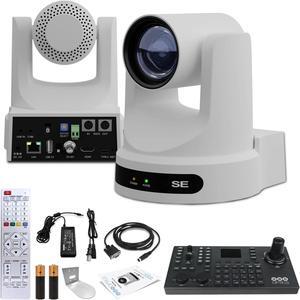 PTZOptics Move SE PTZ Camera with 20x Optical Zoom + PTZOptics SuperJoy PTZ Camera Controller + Wall Mount