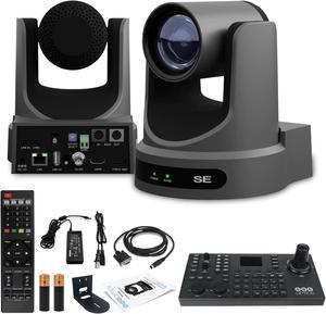 PTZOptics Move SE PTZ Camera with 30x Optical Zoom (PT30X-SE-GY-G3) + SuperJoy PTZ Camera Controller + Wall Mount