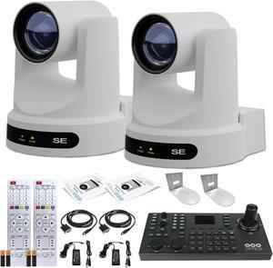 2 x PTZOptics Move SE PTZ Camera with 20x Optical Zoom + SuperJoy PTZ Camera Controller + 2 x Wall Mount