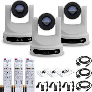 3 x PTZOptics Move SE PTZ Camera with 30x Optical Zoom (White) (PT30X-SE-WH-G3)