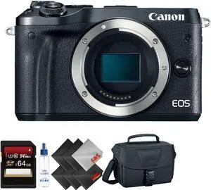 Canon EOS M6 Mirrorless Digital Camera (Body Only, Black) + 64GB Memory Card + 2 Year Accidental Warranty