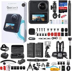 Kandao QooCam 3 360 Camera Motorcycle Combo + 64GB Card + 50in1 Action Kit + More