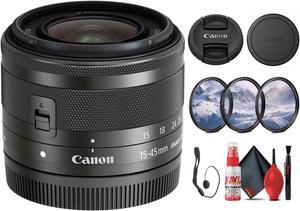 Canon EF-M 15-45mm f/3.5-6.3 IS STM Zoom Lens (Graphite) (0572C002) - Bundle