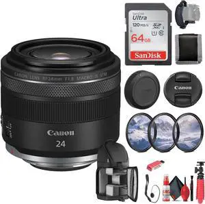 Canon RF 24mm f/1.8 Macro IS STM Lens (5668C002) + 64GB Memory Card - Bundle
