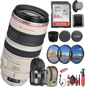 Canon EF 100-400mm f/4.5-5.6L IS USM Lens (2577A002) + 64GB Memory Card - Bundle