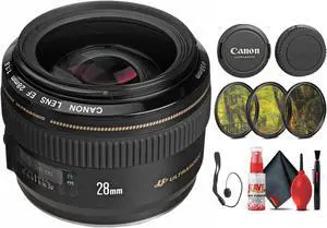 Canon EF 28mm f/1.8 USM Lens (2510A003) + Filter Kit + Cap Keeper - Bundle