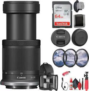 Canon RF-S 55-210mm f/5-7.1 IS STM Lens (Canon RF) for Landscape, Portrait - Bundle