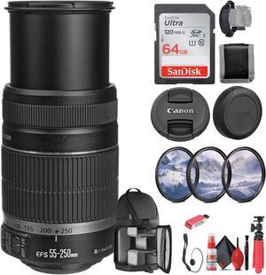Canon EF-S 55-250mm f/4-5.6 IS II Lens (5123B006) + 64GB Memory Card - Bundle