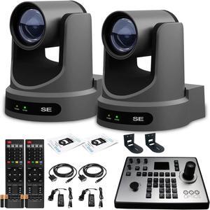 2 x PTZOptics Move SE PTZ Camera with 12x Optical Zoom + PTZOptics PT-JOY-G4 + 2 x Wall Mount
