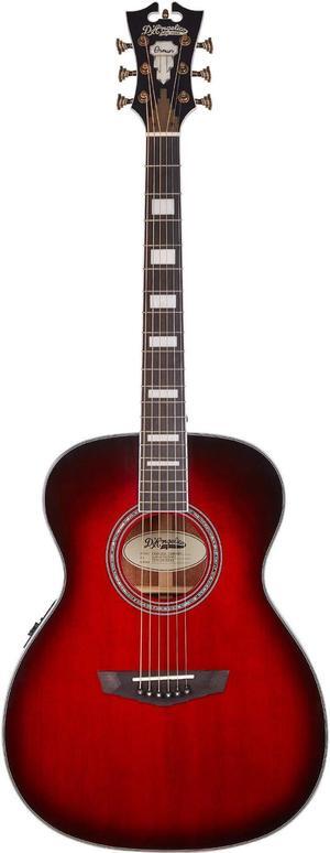 D'Angelico Electro Acoustic 6 String Guitar, Right, Trans Black Cherry Burst (DAPOMTBCBAPS)