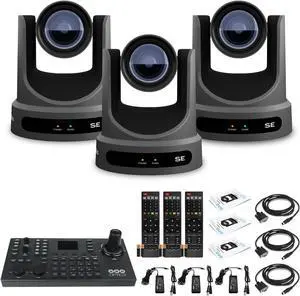 3 x PTZOptics Move SE PTZ Camera with 12x Optical Zoom (PT12X-SE-GY-G3) + SuperJoy PTZ Controller