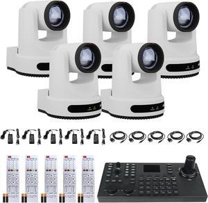 5 x PTZOptics Move 4K PTZ Camera with 20x Zoom (White) (PT20X-4K-WH-G3) + SuperJoy PTZ Controller