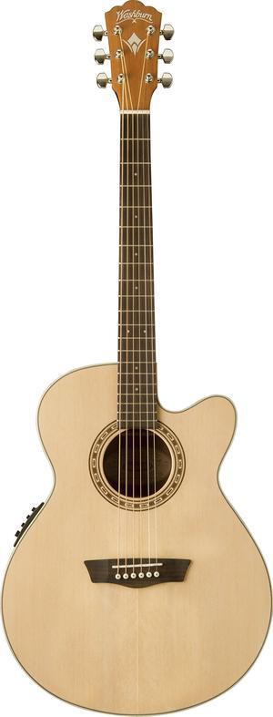 Washburn Harvest 6 String Acoustic-Electric Guitar, Right, Natural (WG7SCE-A)