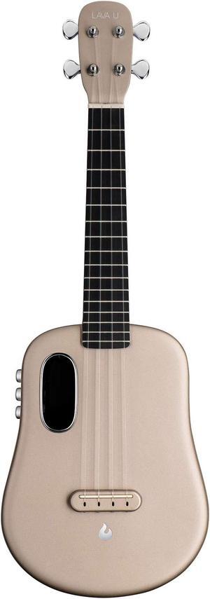 LAVA U Carbon Fiber Ukulele with Effects Concert Travel Ukulele with Case Pick and Charging Cable (FreeBoost, Sparkle Gold, 23-inch)
