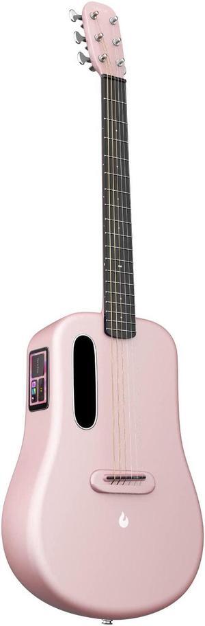 LAVA ME 3 Carbon Fiber Smart Guitars for Adults Teens Beginners, Acoustic-Electric Guitarra with HILAVA OS, w/Space Gig Bag 38'' Pink