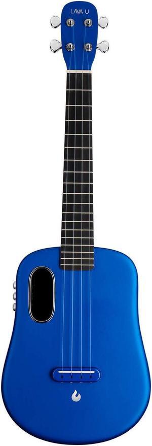 LAVA U Carbon Fiber Ukulele with Effects Tenor Travel Ukulele with Case Pick and Charging Cable (FreeBoost, Sparkle Blue, 26-inch)