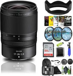 Nikon NIKKOR Z 17-28mm f/2.8 Lens (20115) + 64GB Memory Card + Filter Kit - Bundle