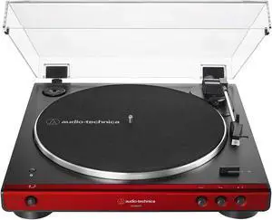 Audio-Technica AT-LP60XBT-RD Fully Automatic Belt-Drive Stereo Turntable, Red/Black, Bluetooth, Hi-Fi, 2 Speed