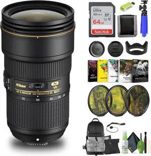 Nikon NIKKOR Z 24-70mm f/4 S Lens (20072) + 64GB Memory Card + Filter Kit + BackPack - Bundle