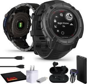 Garmin Instinct 2X Solar - Tactical Edition Rugged GPS Smartwatch (Black) Bundle