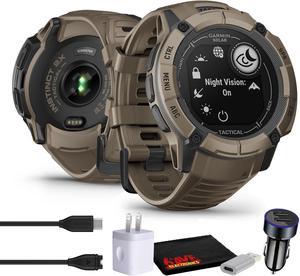 Garmin Instinct 2X Solar Tactical Edition GPS Smartwatch Coyote Tan Bundle