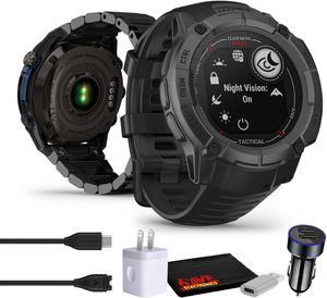 Garmin Instinct 2X Solar - Tactical Edition Rugged GPS Smartwatch (Black) Bundle