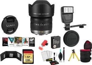 Panasonic Lumix G Vario 7-14mm f/4 ASPH. Lens with 128GB Memory Card and More (International Model)