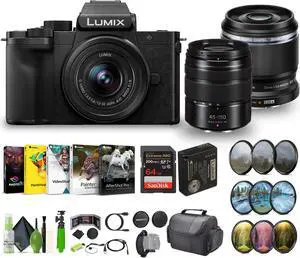 Lumix G100D 4K Mirrorless Camera 12-32mm + G Vario 45-150mm + M.Zuiko ED 30mm