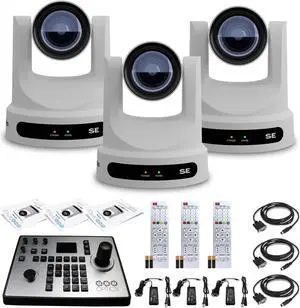 3 x PTZOptics Move SE PTZ Camera with 12x Optical Zoom + PTZOptics PT-JOY-G4 Controller 3 x PTZOptics Move SE PTZ Camera with 12x Optical Zoom + PTZOptics PT-JOY-G4 Controller