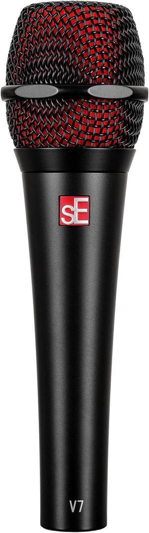 SE Electronics V7 BLACK Studio Grade Handheld Supercardioid Microphone with Shock Mount (Black)