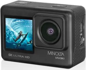 Minolta MNX5K1 5K Ultra HD, 24 MP Action Camera Kit with Waterproof Case