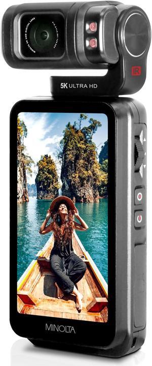 Minolta MN5KGP1 5K Ultra HD / 20 MP Handheld Pocket Camcorder w/Motorized Tilting Lens Head