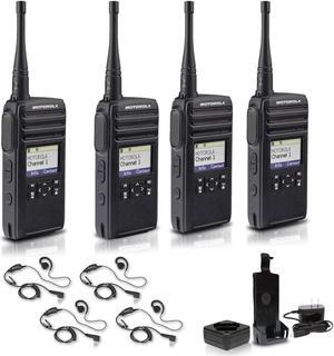 Motorola DTR700 900 MHz Digital 2-Way Radio (50 Channels) + 4 x Motorola HKLN4604 Earpiece (4-Pack)