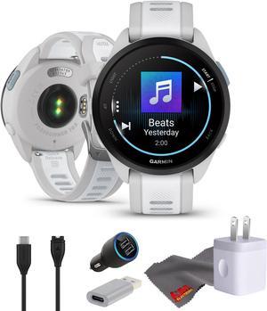 Garmin Forerunner 165 Music GPS Running Smart watch Bundle- Mist Gray/Whitestone
