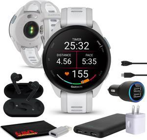 Garmin Forerunner 165 GPS Running Smart watch Bundle - Mist Gray/Whitestone
