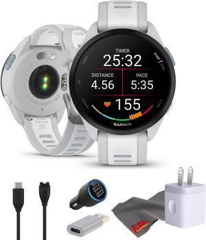 Garmin Forerunner 165 GPS Running Smart watch Bundle -  Mist Gray/Whitestone