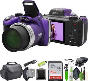 Minolta Pro Shot MN53Z 16 MP HD Digital Camera with 53x Zoom, 1080p HD Video Bundle (Purple)