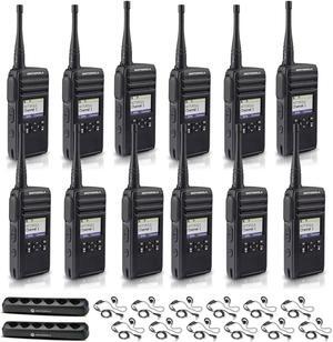 Motorola DTR700 900 MHz Digital 2-Way Radio (50 Channels) + Charger + Motorola HKLN4604 Earpiece (12-Pack)