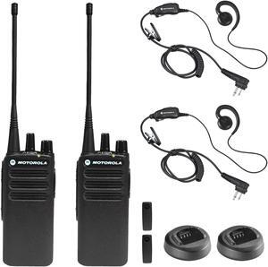 Motorola CP100D Analog UHF Portable Non-Display Two Way Radio, 16 Channel, - 2 Pack With Mic Bundle