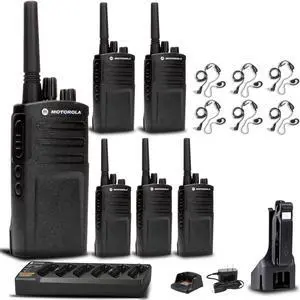 Motorola Charger + 6 x Motorola RMV2080 2-Way Radio + Motorola Earpiece + More