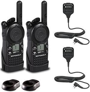 2 x Motorola CLS1110 UHF 1W 1-Channel 2-Way Radio - 2 Pack With Mic Bundle